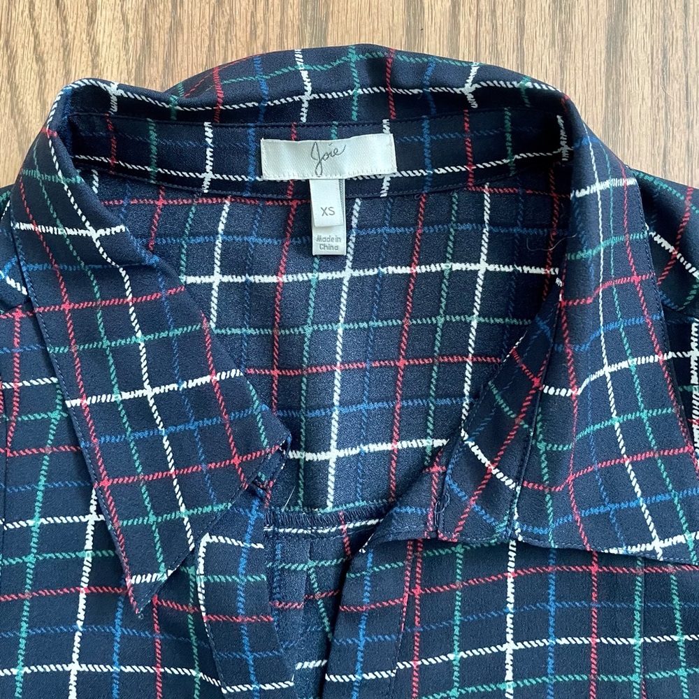 Joie Button Down Plaid Pattern Utility Blouse Nwot - image 6